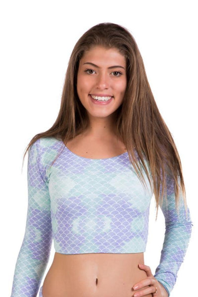 Mermaid and Dusty Blue Reversible Long Sleeve Top